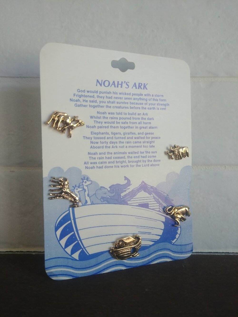 4/$20 NEW very cute Noah's Ark gold pins set of 5
